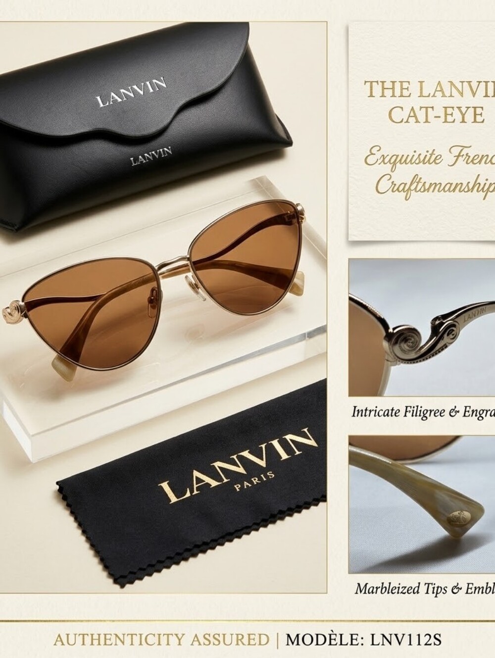 Lanvin Cateye Frame Sunglasses with Brown Lenses